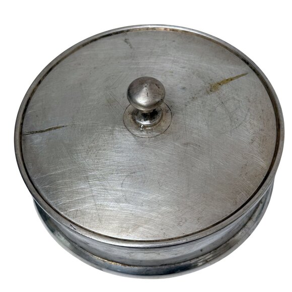 BANANA REPUBLIC Round Metal Box w/ Lid Trinket Box Silvertone - Picture 4 of 11